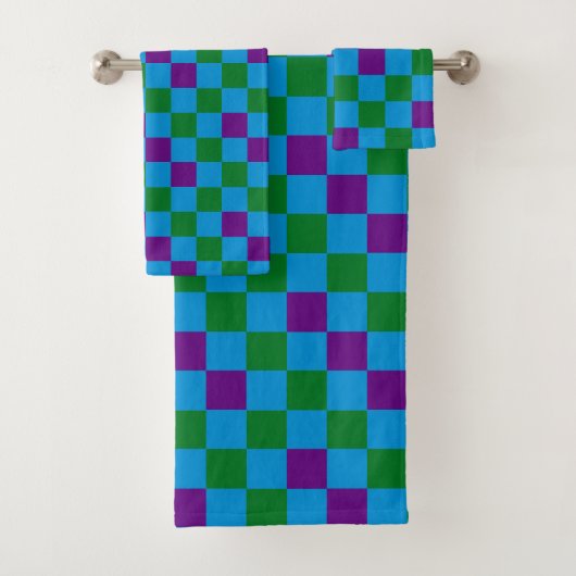 Bleu Vert Motif à Carreaux Design Violet  (En situation)