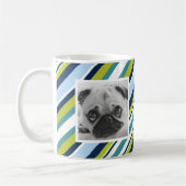 Bleu Vert Motif Bande photo personnalisée Mug (Gauche)