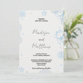 Bleu Vert Neige Mariage Invitations (Debout devant)