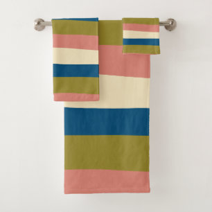 Bleu, vert olive, rose et crème