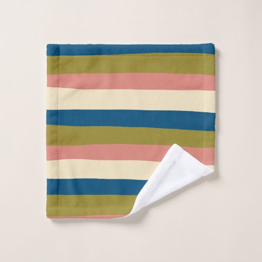 Bleu, vert olive, rose et crème (Gant de toilette)