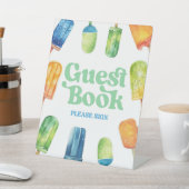 Bleu Vert Orange Popsicle Invité Livre panneau (In SItu)