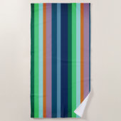 Bleu, vert, Orange Stripes Beach Serviette (Devant)