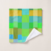 Bleu Vert Orange Violet Motif Abstrait Crème (Gant de toilette)