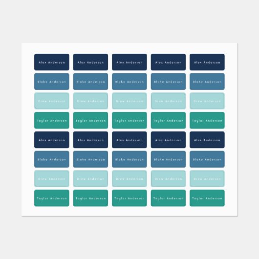 Bleu Vert Rectangle Vêtements Étiquettes de l'enfa (Feuille)