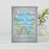 Bleu vert Rustique Floral Invitations de douche nu (Debout devant)