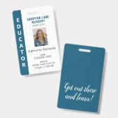 Bleu Vertical Stripe Homeschool Educator ID Badge (Recto et verso)
