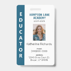 Bleu Vertical Stripe Homeschool Educator ID Badge