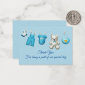 Bleu Vêtements bébé Merci Cartes (Devant/Arrière en situation)