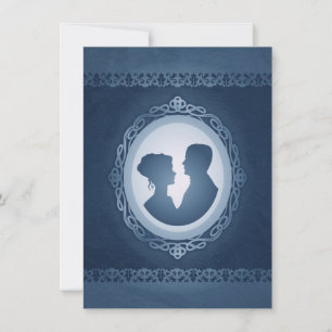Bleu victorien gothique caméo mariage Invitations