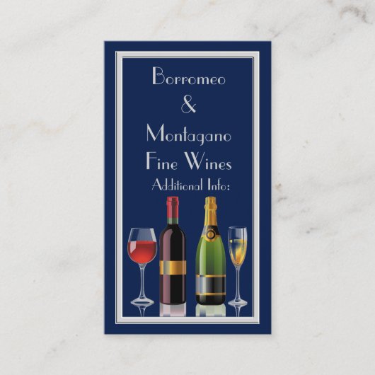 Bleu Vin fin Carte de visite 2 (Devant)