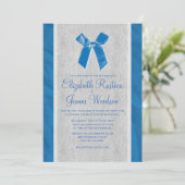 Bleu Vintage Bow & Linen Wedding Invitations (Debout devant)
