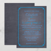 Bleu Vintage Chalkboard Invitations de mariage (Devant / Derrière)