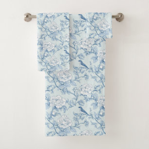 Bleu Vintage Chinoiserie Toile De Jouy Floral