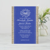 Bleu Vintage dentelle Invitations de mariage (Debout devant)