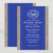 Bleu Vintage dentelle Invitations de mariage (Devant / Derrière)