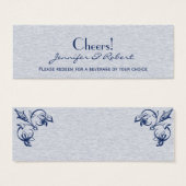 Bleu Vintage Elegance Mariage Boire Billets (Devant & derrière)