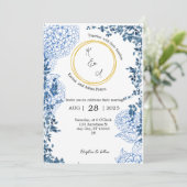 Bleu Vintage Mariage Invitation | Simple et élégan (Debout devant)