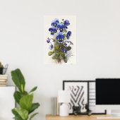 Bleu Violas Fleur Art Imprimer Poster (Bureau à domicile)