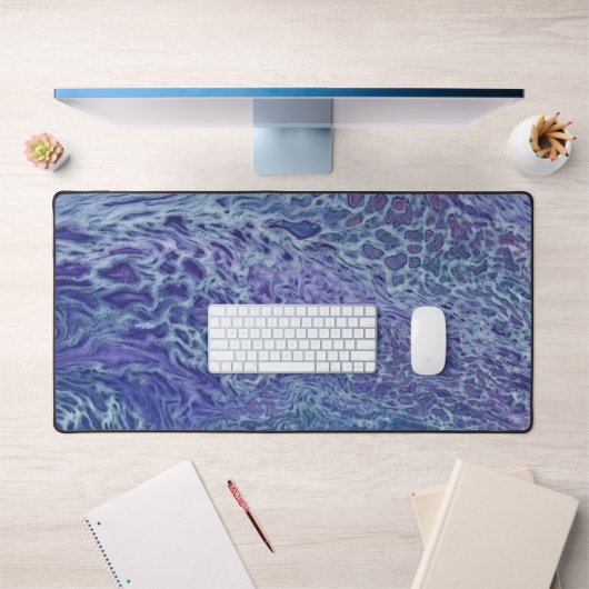 Bleu & Violet Acrylique Abstrait Fluid Art (Bureau 1)