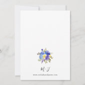 Bleu violet et jaune Faire-part de mariage Florale (Dos)