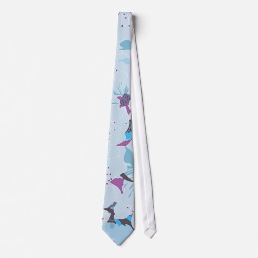 bleu violet fleurs sakura cravates (Devant)