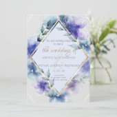 Bleu violet floral Invitation (Debout devant)