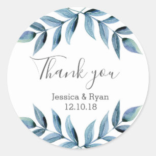 Bleu violet mariage Merci autocollants