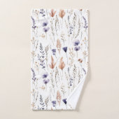 Bleu violet Rose Beige Fleur sauvage Botanique Boh (Serviette à main)