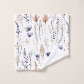 Bleu violet Rose Beige Fleur sauvage Botanique Boh (Gant de toilette)