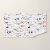 Bleu violet Rose Beige Fleur sauvage Botanique Boh (Serviette à main)