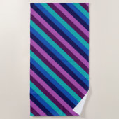 Bleu violet Turquoise Stripes Serviette de plage (Devant)
