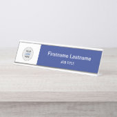 Bleu Votre logo Bureau moderne Nom Plaque (Devant)