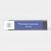Bleu Votre logo Bureau moderne Nom Plaque (Devant)