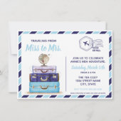 Bleu voyage thème de la douche nuptiale invitation (Devant)