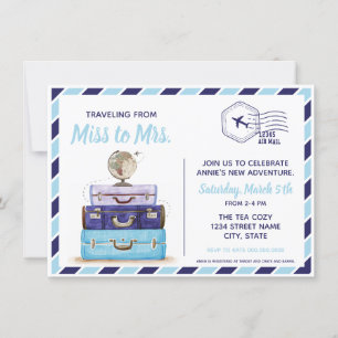 Bleu voyage thème de la douche nuptiale invitation