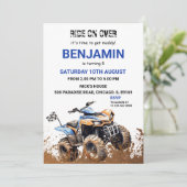 Bleu VTT Wheeler Bike Anniversaire Invitation (Debout devant)