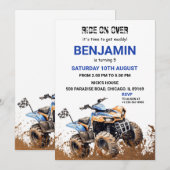 Bleu VTT Wheeler Bike Anniversaire Invitation (Devant / Derrière)