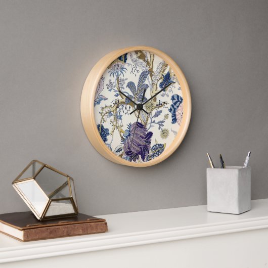 Bleu W. Morris Motif Horloge murale (Bureau)
