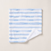 Bleu Watercolor Chic Stripes (Gant de toilette)
