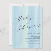 Bleu Watercolor Stripes Baby shower Invitation (Devant)