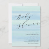Bleu Watercolor Stripes Baby shower Invitation (Devant)
