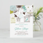Bleu Whimsical Birdcages Graduation Invitation (Debout devant)
