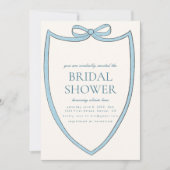 Bleu Whimsical Bow nuptiale douche Invitation (Devant)