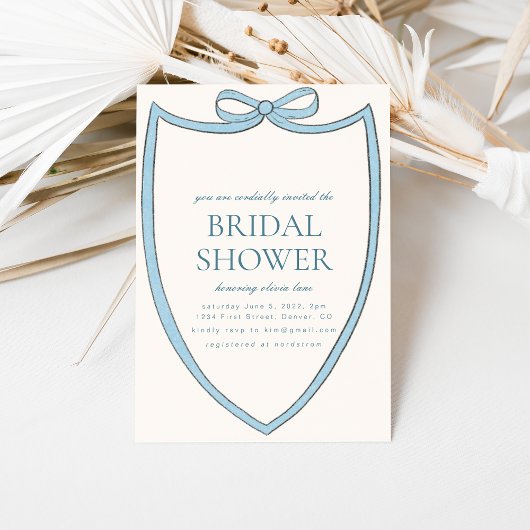 Bleu Whimsical Bow nuptiale douche Invitation