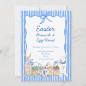 Bleu Whimsical Brunch Invitations de chasse aux oe (Devant)