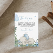 Bleu Whimsical Carte de remerciements éléphant béb