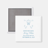 Bleu Whimsical Flourish Save the Date Magnet (Recto/Verso)