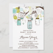 Bleu Whimsical Mason jarres Baby shower Invitation (Devant)