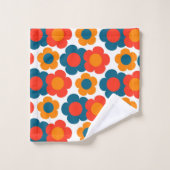 Bleu Whimsical & Orange Floral Retro Gourme (Gant de toilette)